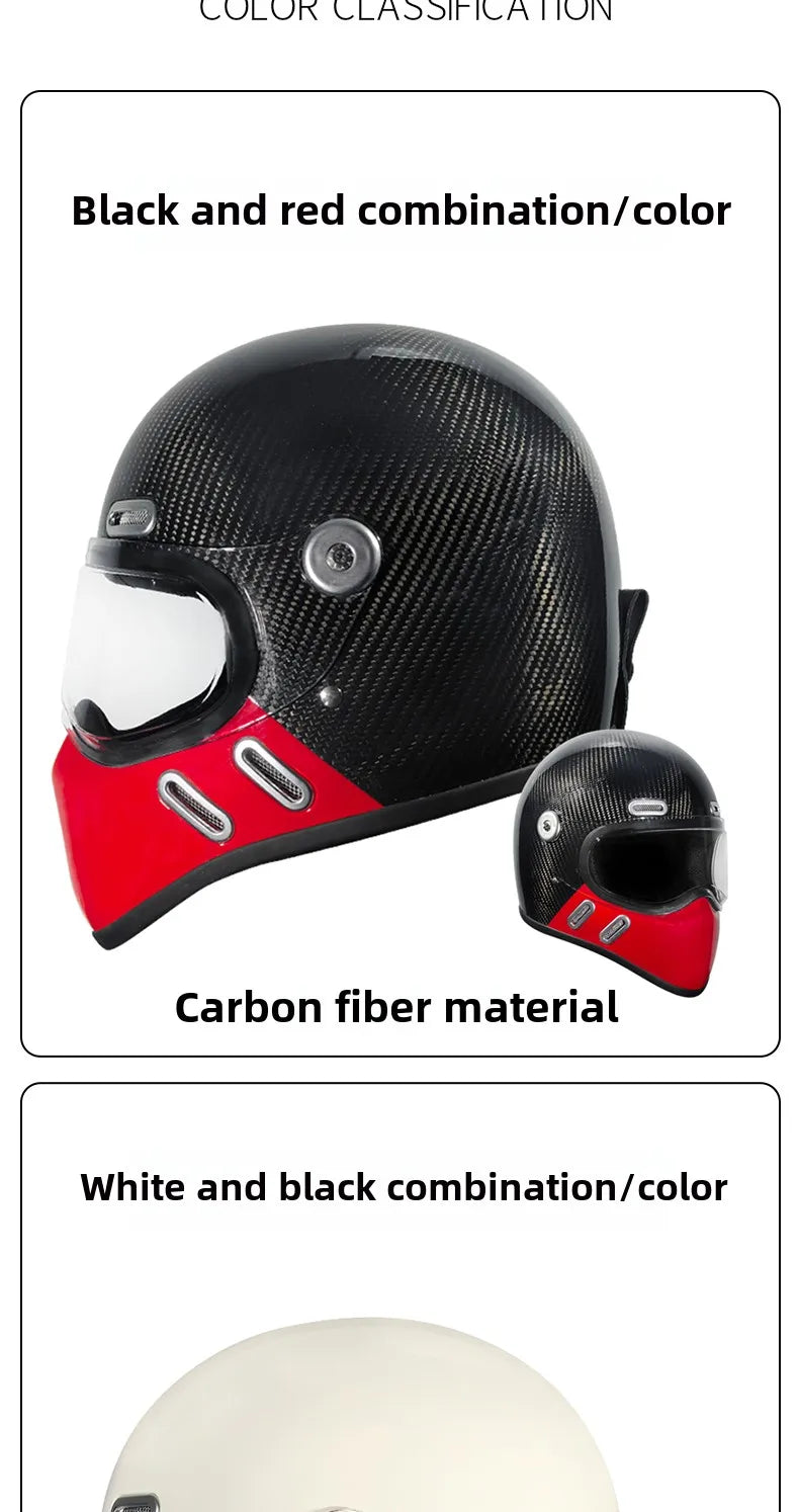 Carbon Fibre Motorcycle Helmet Full Face Retro Motorbike Helmet Men Women Cascos Para Moto Capacete Casco Moto For Harley DOT