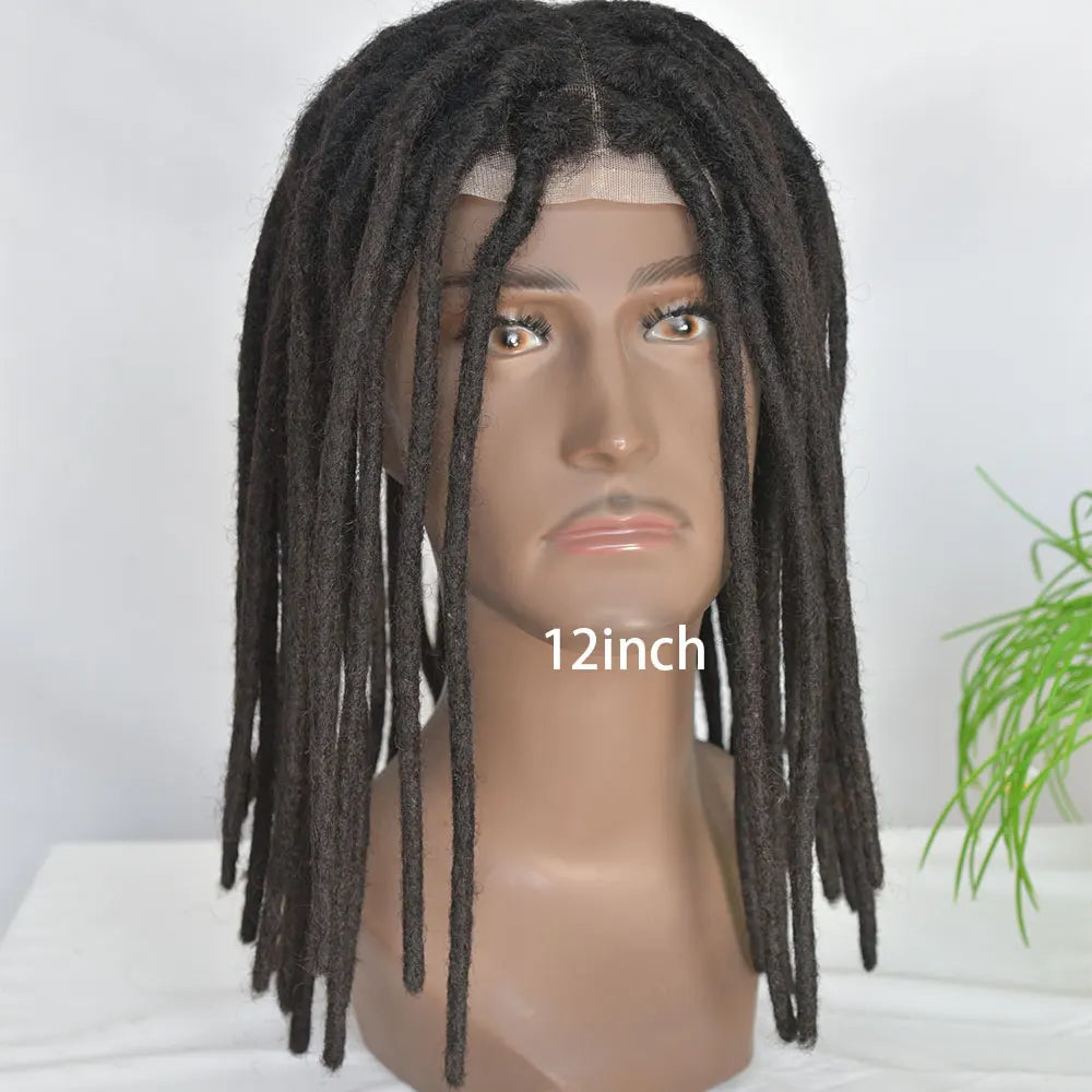 Human Hair Transparent Full Lace Base Afro Dreadlock Extensions Toupee For Men/Women 0.6cm Loc Extensions Human Hair Dreadlock1B
