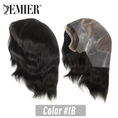 Full Head Wig For Men 6" Natural Straight Fine Mono With Pu Cap Men Wig 1/2" French Lace in Front Indian Human Hair Wig For Men