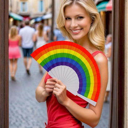 6/12/20/60pcs Vivid Rainbow Portable Folding Fans for LGBT Pride Party Music Fest Dance Wedding Favors for Guests