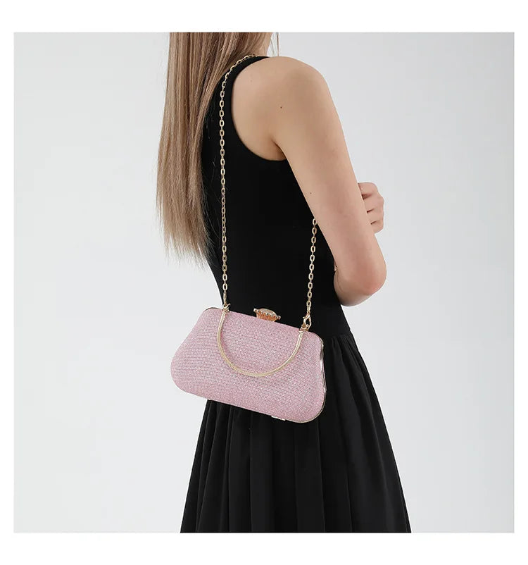 Luxury High Design Women Evening Bag Brand Party Banquet Glitter Bag for Ladies Wedding Clutch Handbag Shoulder Bag Chain Bolsas