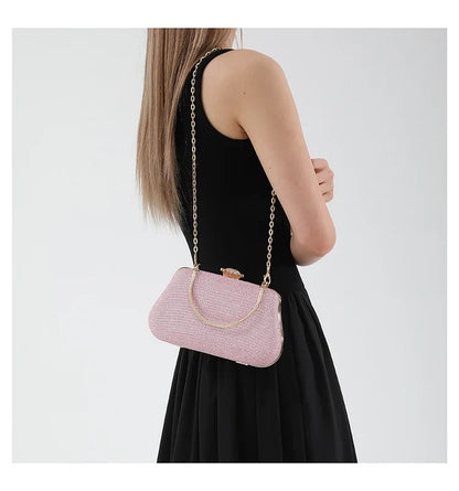 Luxury High Design Women Evening Bag Brand Party Banquet Glitter Bag for Ladies Wedding Clutch Handbag Shoulder Bag Chain Bolsas
