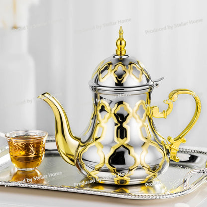 Moroccan Stainless Steel Teapot Gold Arabic Pot Moroccan Inox Teapot Middle East