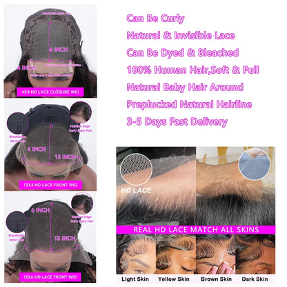 30 40 inch Highlight Ombre Lace Front Wig Human Hair Deep Wave 13x6 HD Honey Blonde Lace Frontal Wigs P4/27 Curly Human Hair Wig