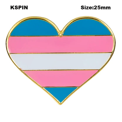 10pcs a lot Rainbow Pride Heart Shaped  Badge Symbol Pin Metal Badges Decorative Brooch Pins for Clothes Brooch Jewelry