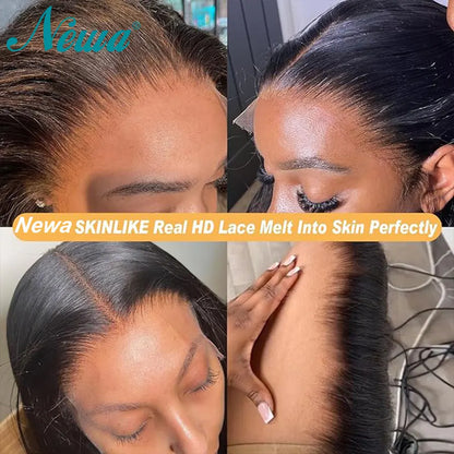 Ultra Fitted 13x6 HD Lace Front Human Hair Wigs Straight Skinlike HD Lace Closure Wigs Pre Plucked 3D Dome Cap Wig for Women