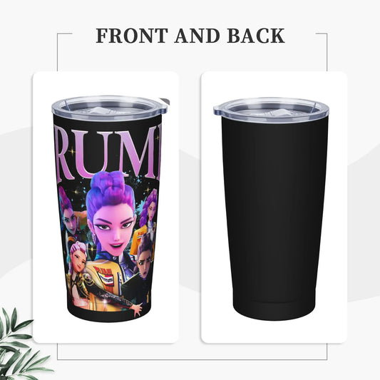 Rumi Kpop Demon Hunters Vintage Tumbler Vacuum Insulated  Coffee Cups Stainless Steel Double Wall Mugs Hot Cold Drink, 20oz
