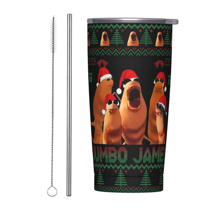 Marcus The Worm Christmas Meme  Tumbler With Straw  Stainless Steel Travel Mugs Double Wall Vacuum Insulated