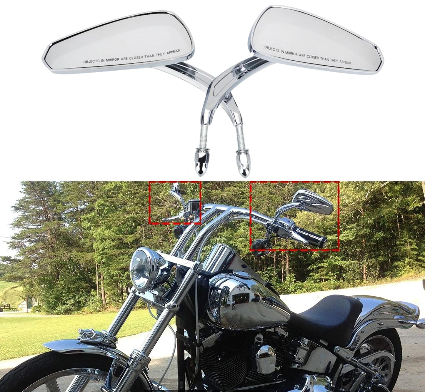 Motorcycles Rear Side Mirrors Rear view For Harley Honda Road King Touring Sportster Fat Boy Softail Bobber Chopper Street Glide