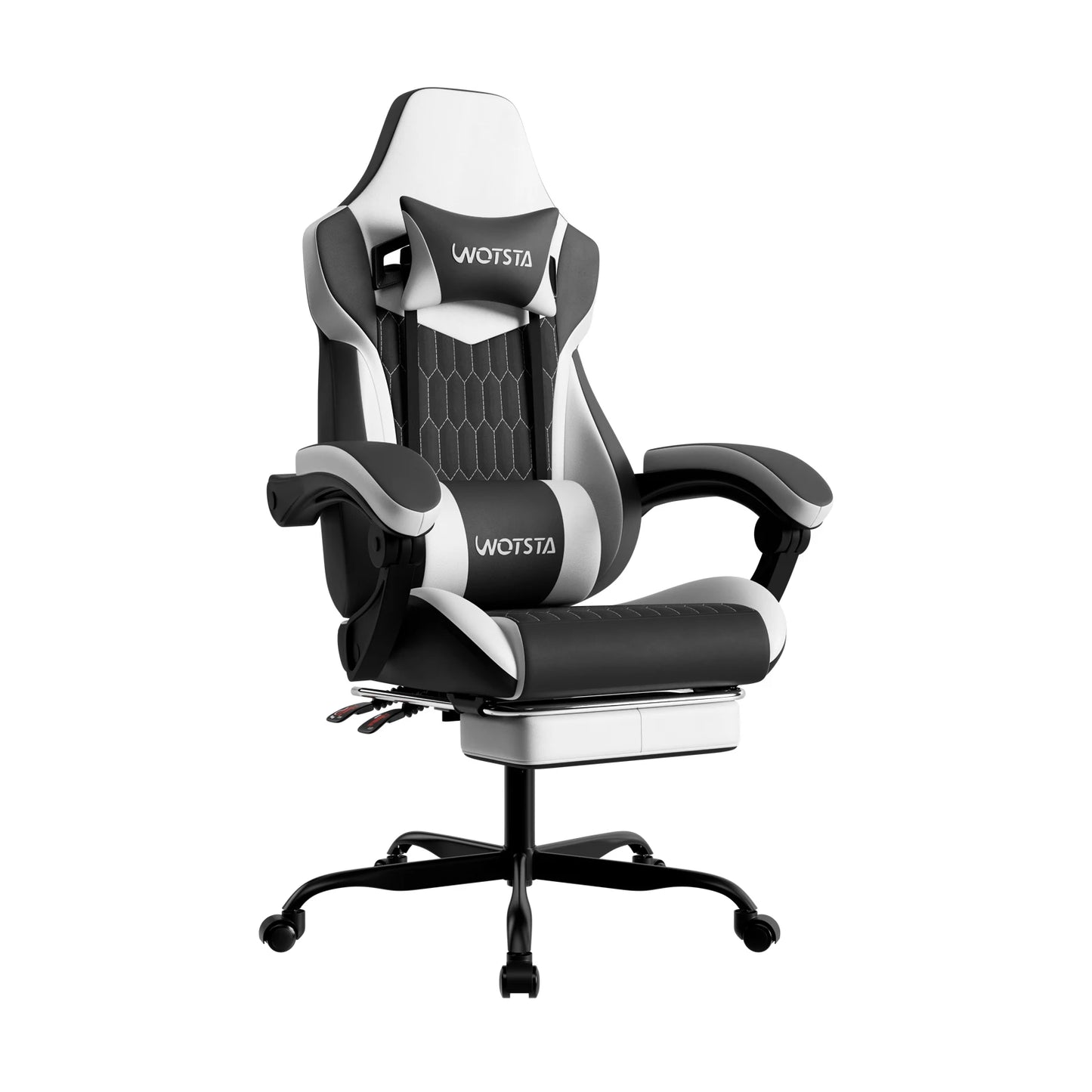 WOTSTA Gaming Chair with Footrest Gaming Chairs PVC Leather Ergonomic Gamer Chair with Adjustable Headrest Lumbar Support