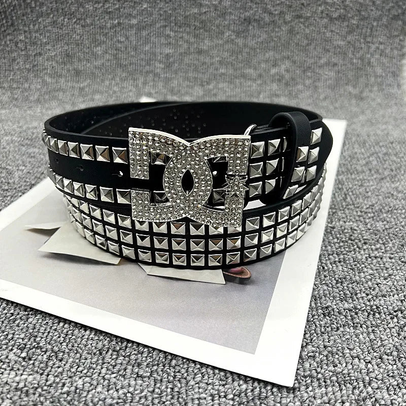 Gothic Punk Letter Rivet Belt Street Dance Style for Men And Women Casual Fashion Accessory Streetwear Hip Hop Waist Belt
