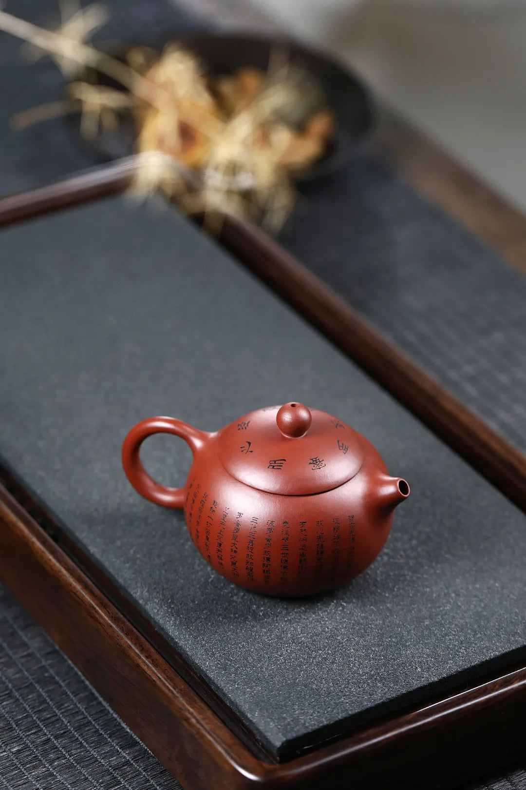 150ML Handcrafted Buddhist Scriptures Yixing Purple Clay Teapot Small Capacity Traditional Chinese Kettle Puer Oolong Tea Set