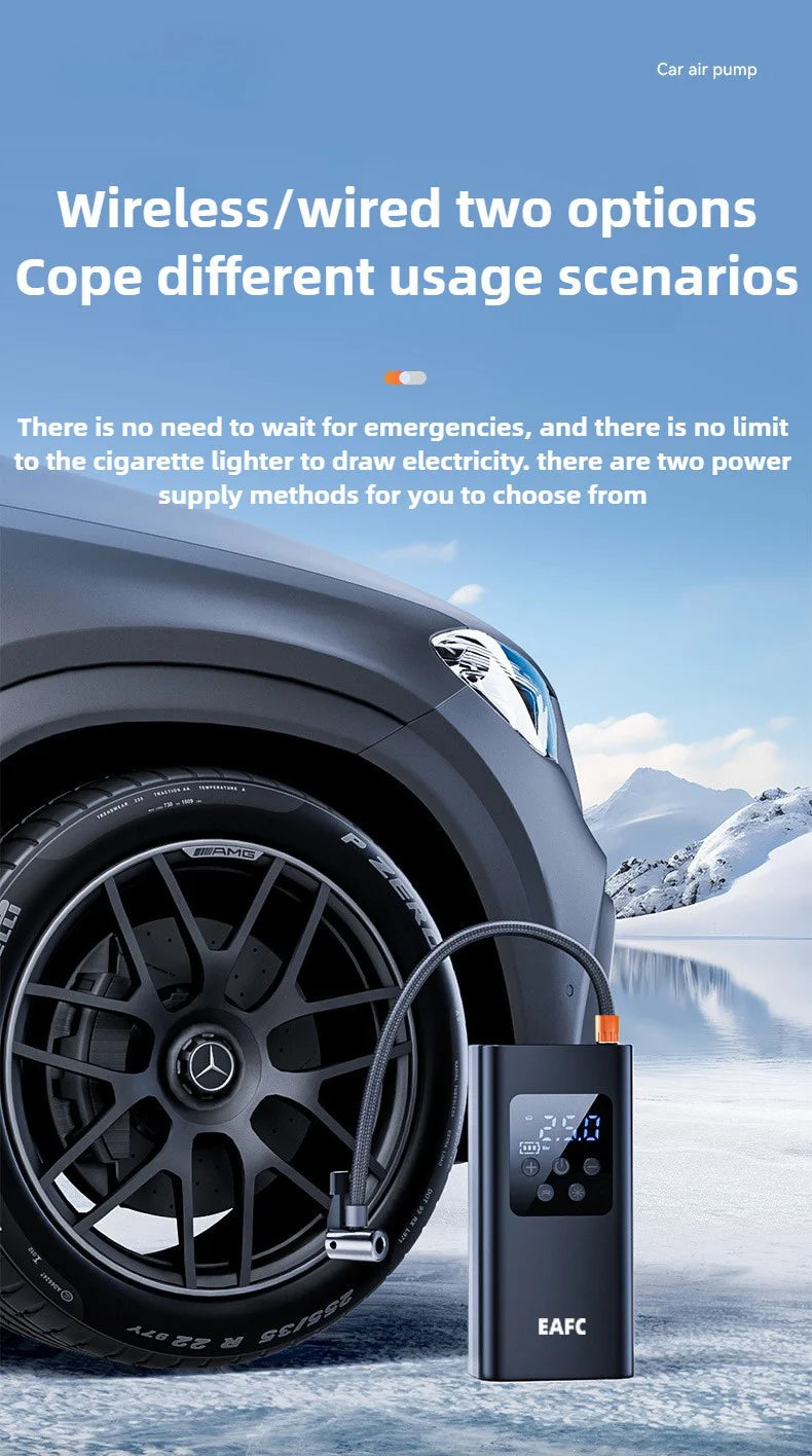 150psi Wireless/Wired Portable Tire Inflator Car Tire Inflator Pump With Digital Display Electric Inflator Mini Bicycle Air Pump