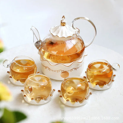 Nordic Afternoon Tea Set Flower Tea Cup Set Boiled Fruit Teapot Candle Heated Teapot Home Gifr