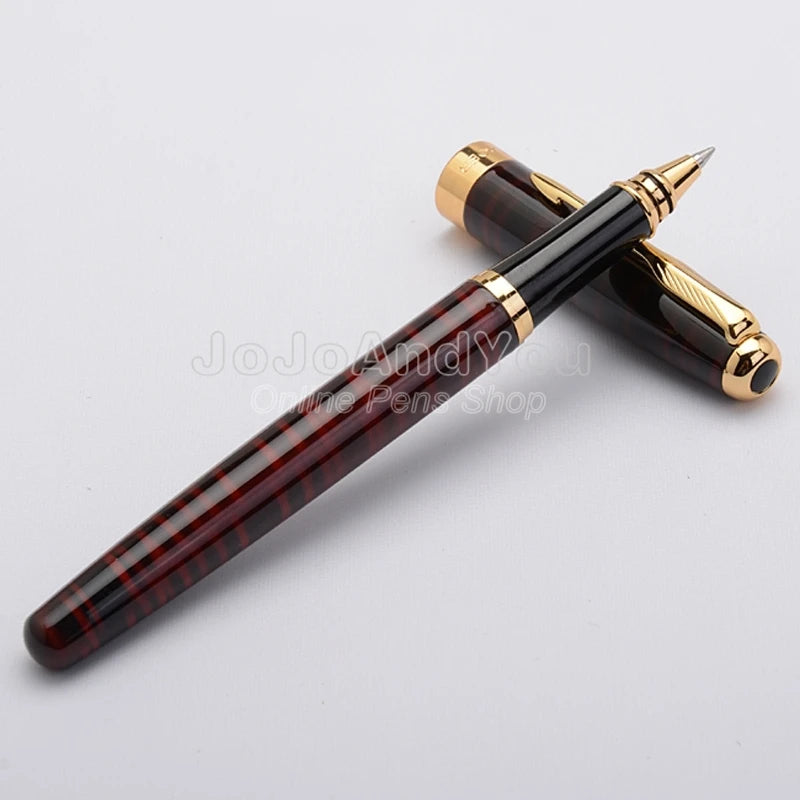 Baoer Red Green Black Blue Grain & Golden Roller Ball Pen BR020