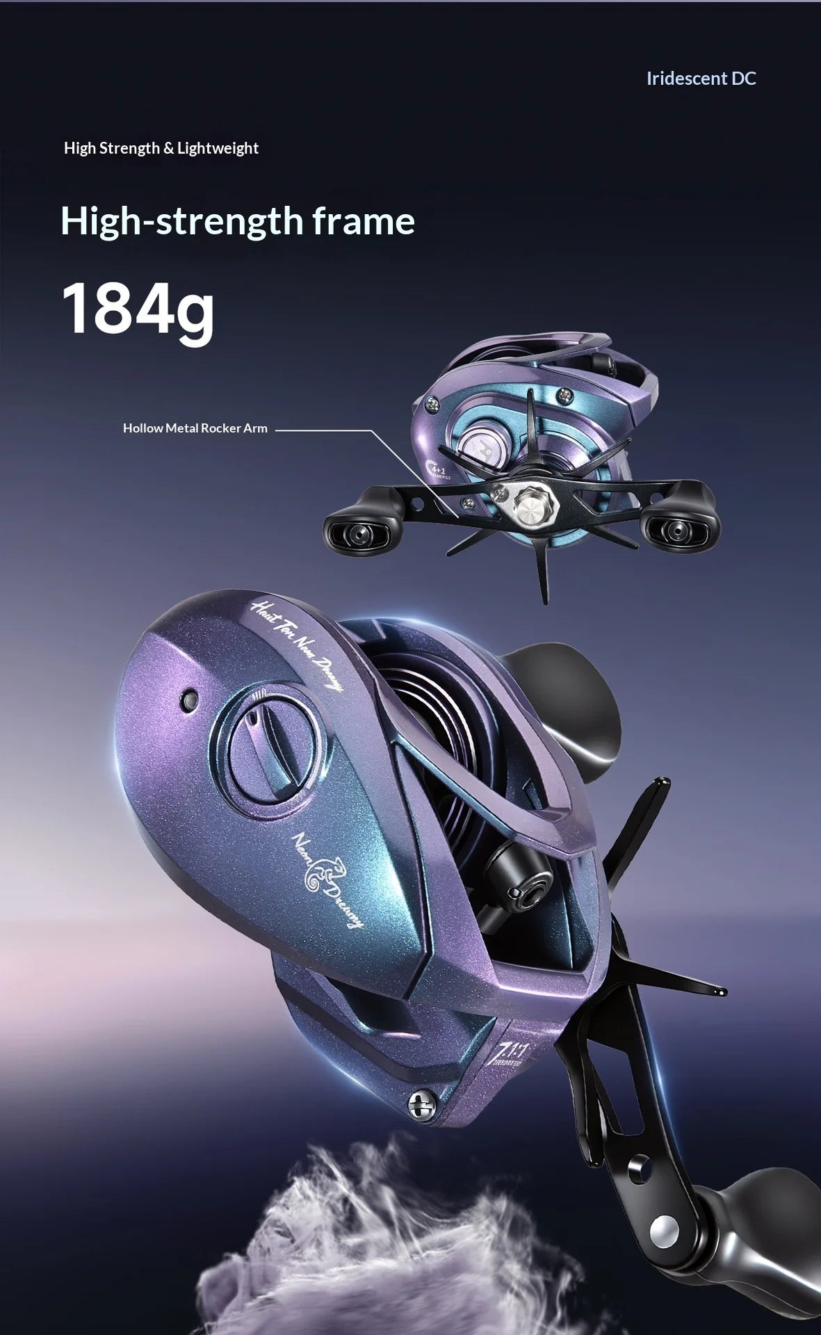 DC Intelligent Baitcasting Reel, Electronic Electromagnetic Brake Anti-Backlash Low Noise Long Cast Fishing Reel w/ Metal Wrench