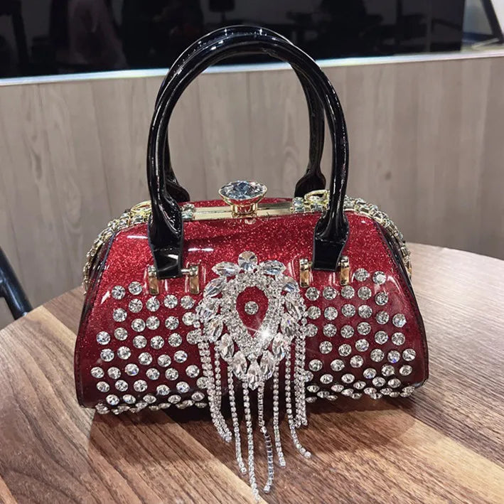 Fashion Diamonds Leather Women's Handbag Small Shoulder Cross-Body Bag New Elegant Evening Bag Portable Girls Party Dinner Bags