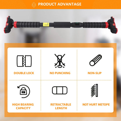 Pull Up Bar for Doorway Chin Up Bar with No Screws Wall Mount Non Slip Strength Training Pullup Bar Adjustable Pull Up Bar