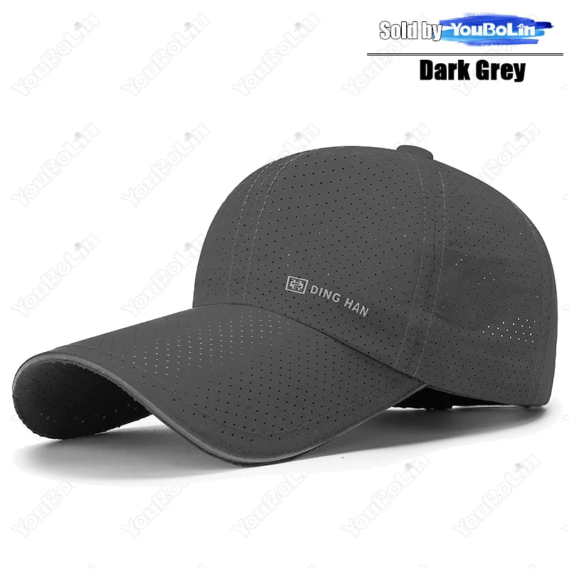 Extended Brim Summer Breathable Perforated Quick-Drying Adjustable Baseball Cap Sun Hat Trucker Caps Dad Hats