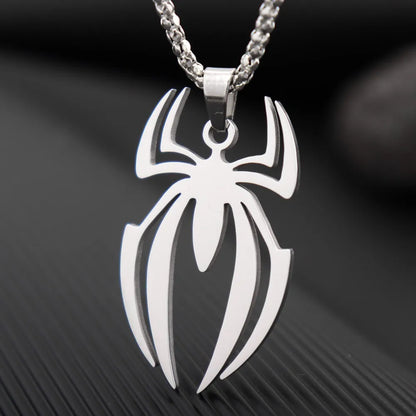 HNSP Stainless Steel Spider Pendant Chain Necklace For Men Boy Anime Jewelry Accessories