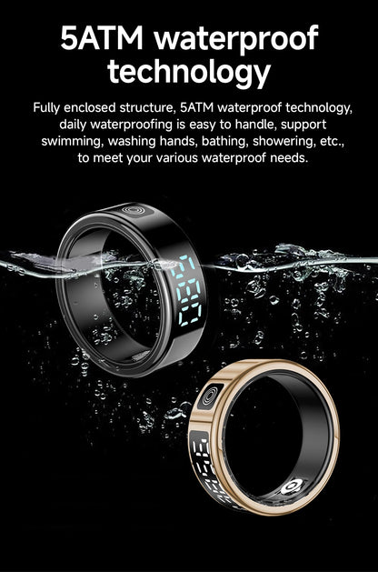 2026 New Smart Ring Display Screen Gestures Brush Video 5ATM Waterproof  Remote Camera Blood Pressure Monitoring For Men Women