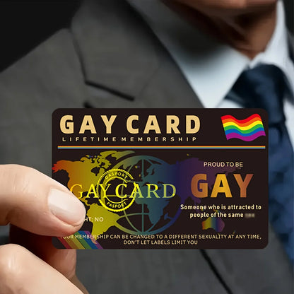 5 pcs-GAY CARD – Pride Lifetime Membership Collectible Card，Round Corner Credit Card Size, PVC, Durable Waterproof, Gay Members