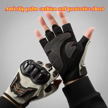 Breathable Motorcycle Gloves Half Finger Wear-Resistant Anti-Slip Racing for Outdoor Cycling Electric Bike Anti-Fall Protection