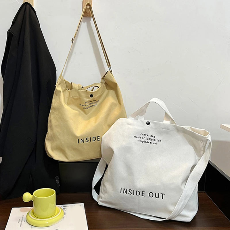 High Quality Canvas Men and Women Simple Cross-body Bag Wash Canvas Thick Handbag Large Capacity Arts Students Package Satchel