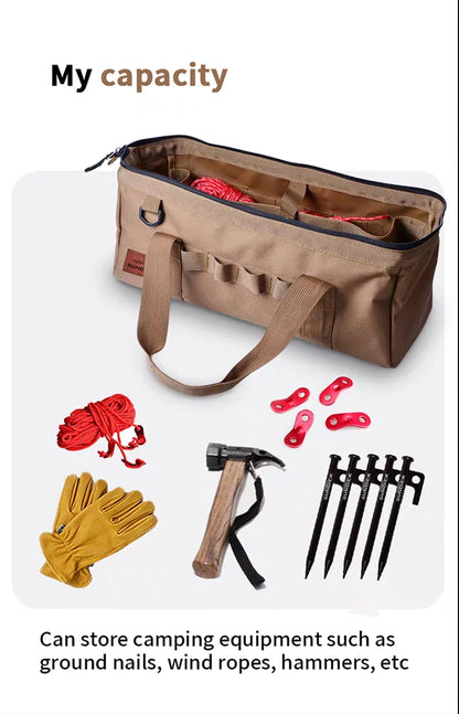 Camping tool storage bag,large-capacity tool kit, can be hung with a climbing buckle, high toe nail,Five colors to choose from