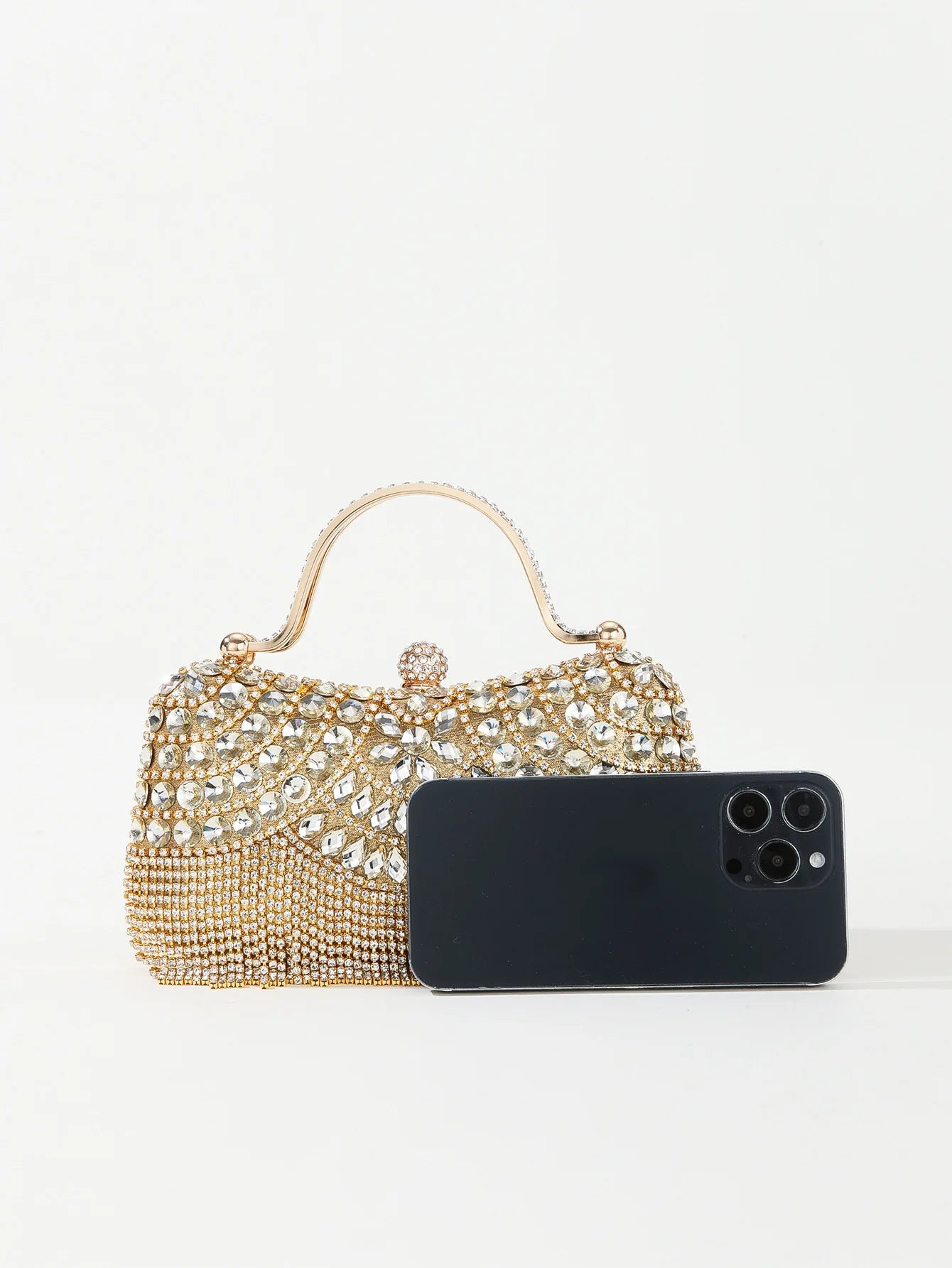 Gorgeous and Shiny Diamonds Rhinestones Tassels Handle Evening Bags for Party and Wedding Clutch Purse Designer Bags Handbags