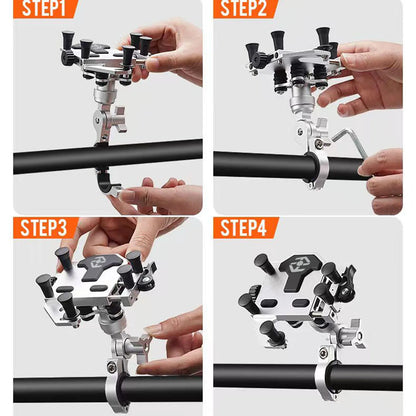 Motorcycle Phone Holder Universal Alloy Shock-Absorbing Motos Bicycle Handlebar Navigation Bracket 360° Rotary Adjustable Stand