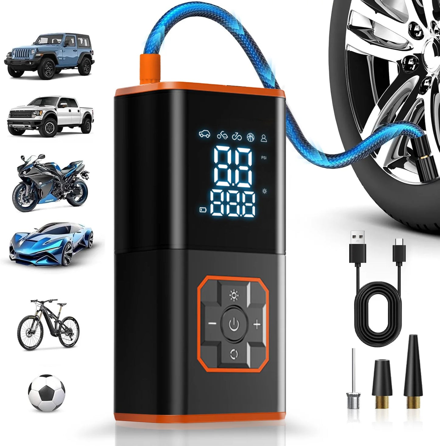 ABS Car Tyre Inflator Portable Air Compressor Car Inflatable Pumps Air Pump Suitable For Inflating Car Motorcycle Bicycle