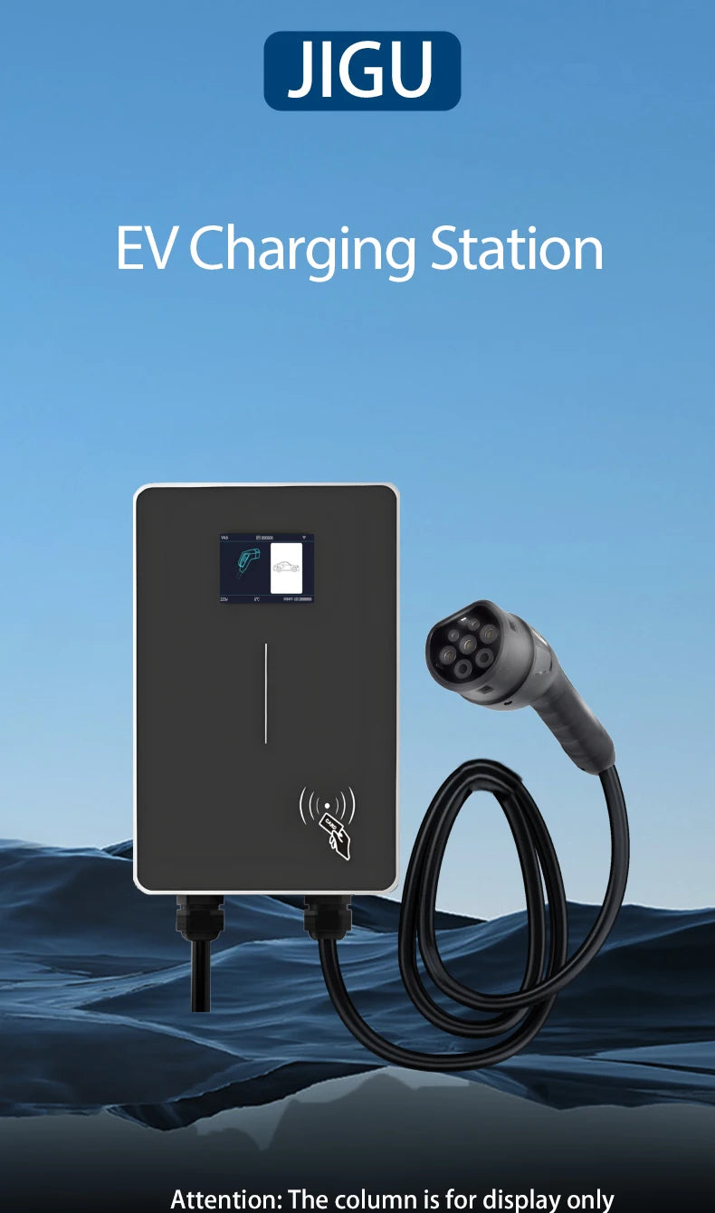 JIGU 1-phase 7kw 32A Type 2 Electric Vehicle Charging Station 3-phase 11KW 22KW EV Charger WIFI Bluetooth Wallbox Car Charger