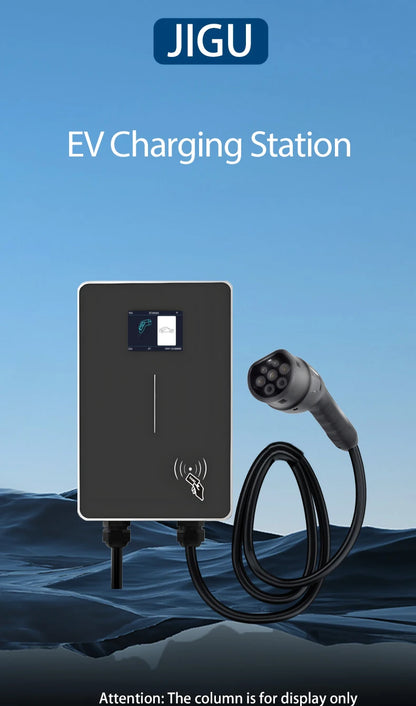 JIGU 1-phase 7kw 32A Type 2 Electric Vehicle Charging Station 3-phase 11KW 22KW EV Charger WIFI Bluetooth Wallbox Car Charger