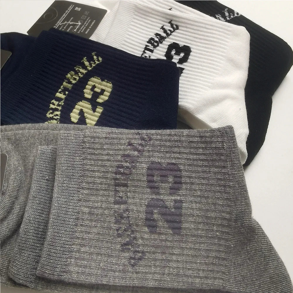 Classic Basketball socks Number 23 Mid-Calf Cotton Socks for Man Casual Sweater Adult Female Socks Comfortable Breathable Wear