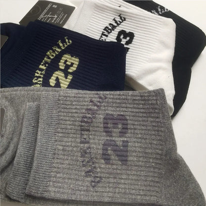 Classic Basketball socks Number 23 Mid-Calf Cotton Socks for Man Casual Sweater Adult Female Socks Comfortable Breathable Wear