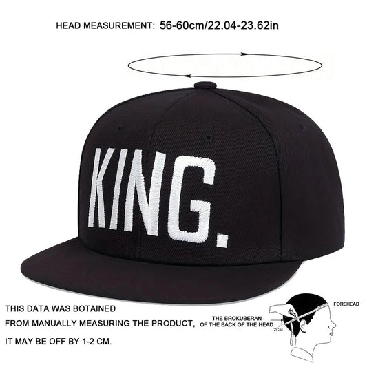 1piece Unisex King Letter Embroidery Hip Hop Hat Outdoor Adjustable Sunscreen Leisure Hat Spring Autumn Travel Tourism Vacation