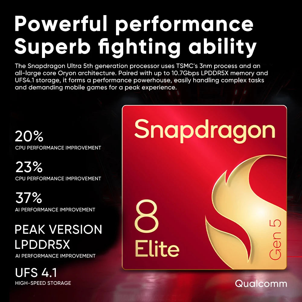 nubia Z80 Ultra 5g Smartphone Global Version Snapdragon 8 Elite Gen 5 6.85'' 144Hz Oled Display 7200Mah 90W Fast Charging 64Mp