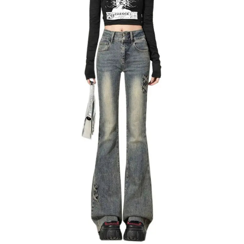 Retro High-waisted Flared Jeans Women's 2025 Summer Thin New Slim-fit Pants