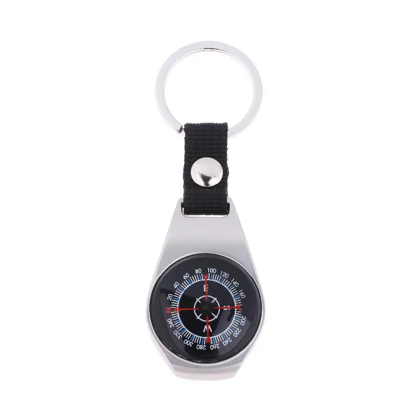 Outdoor Camping and Hiking Accessory: Durable Metal Compass Keychain Carabiner.