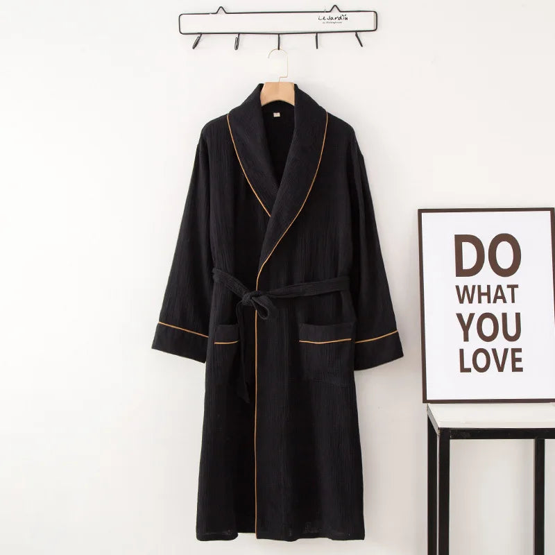 Women's Bathrobe Pure Cotton Large Size Spring Autumn Sleepwear Robe Long Sleeve Couple Home Wear Clothing Female Night Robes