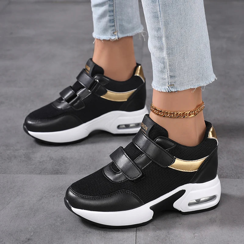 Fashion Women's Platform Shoes Invisible Height-increasing Casual Shoes Ladies Breathable Air-cushion Walking Traveling Shoes