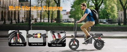 Electric Bike for Adults Teens, 1200W Peak Motor, 25MPH Folding E-Bike, 480/720Wh Battery, 40 Miles Range, Advanced 6 Shock