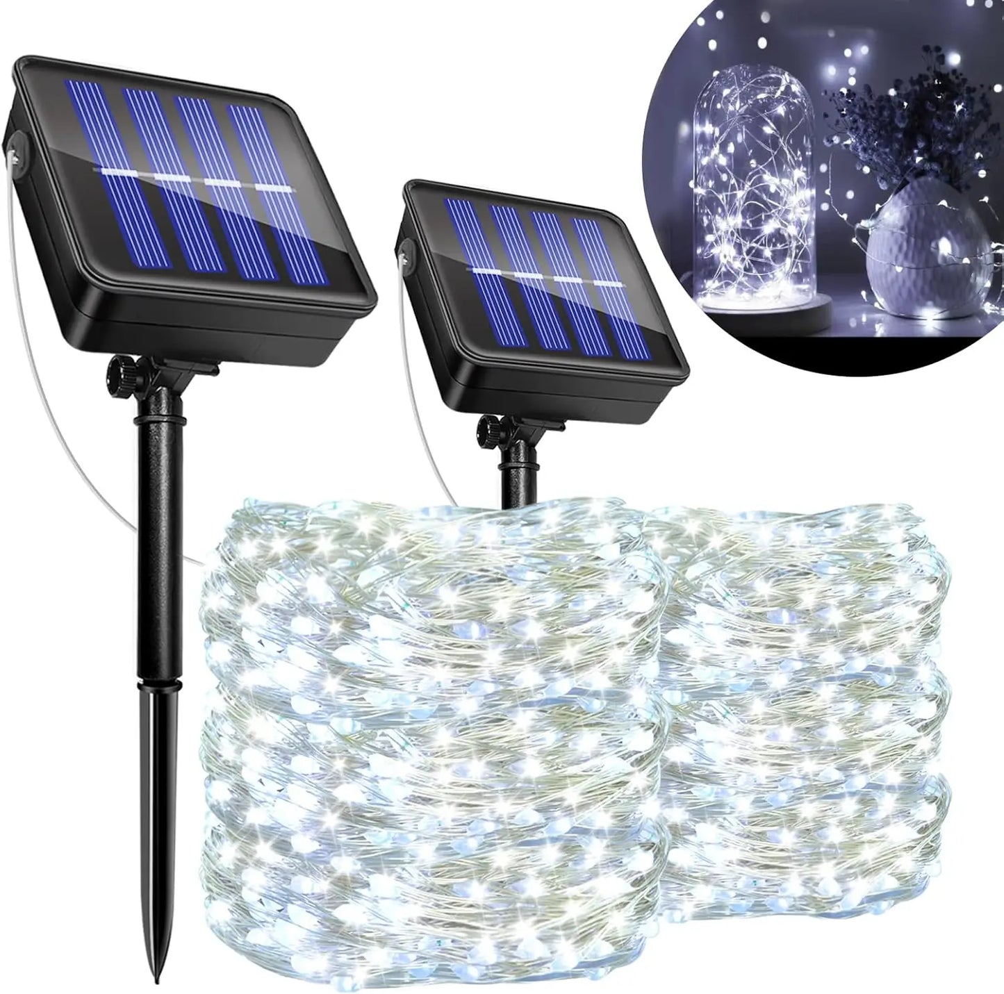 Solar Fairy String Lights Outdoor LED String Lights 8 Modes IP65 Waterproof for Christmas Garden Balcony Patio Tree Yard Decor