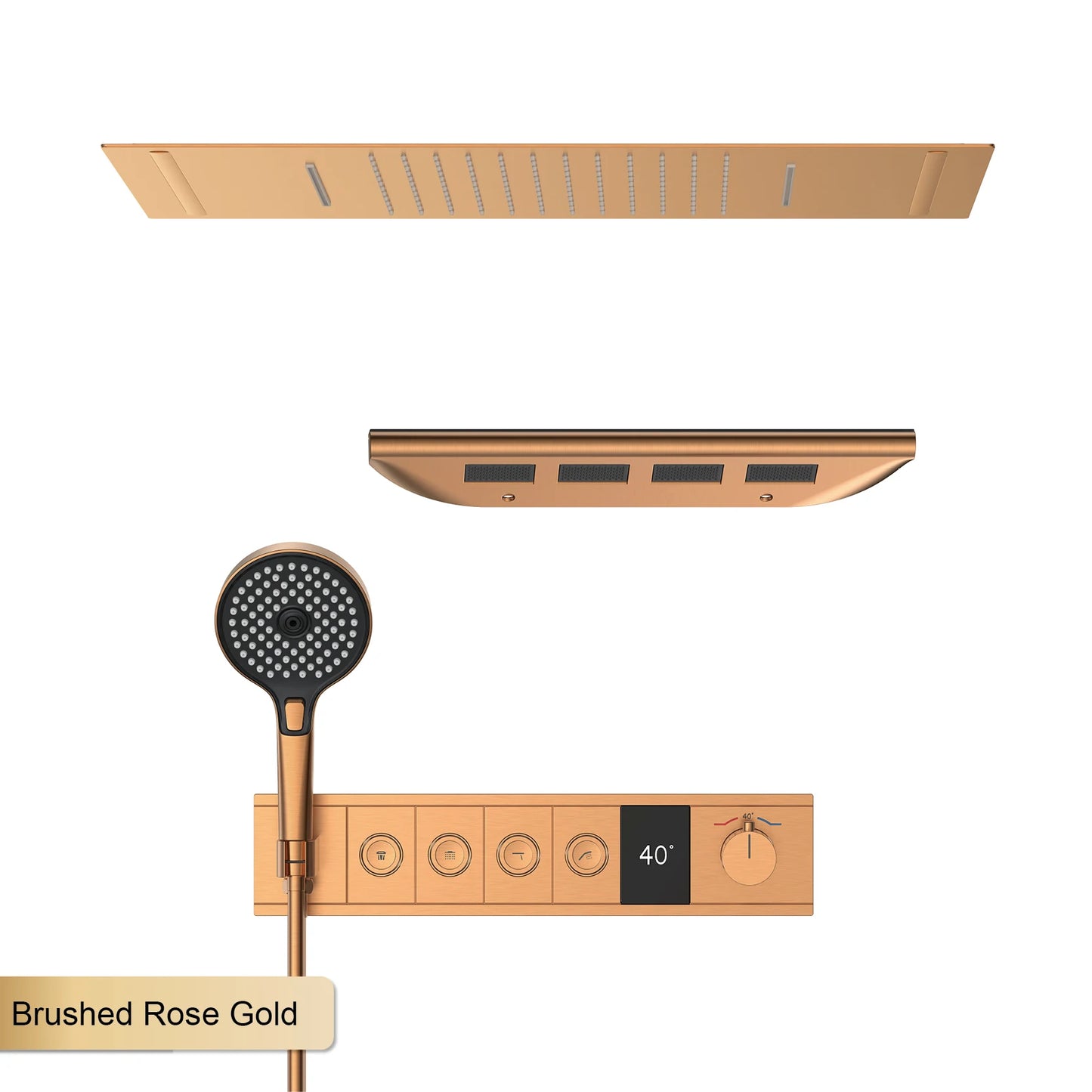 Ceiling Mounted LED Digital Display Thermostatic Shower System.Embedded waterfall style brass bathroom mixer for hot&cold water