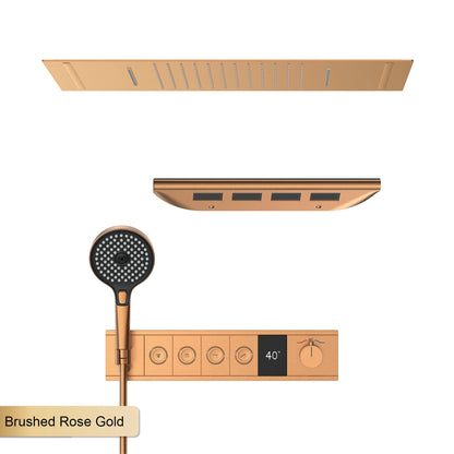 Ceiling Mounted LED Digital Display Thermostatic Shower System.Embedded waterfall style brass bathroom mixer for hot&cold water