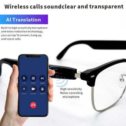 SENBONO Fashion Smart Glasses AI Translation 144+ Languages Real-time Translator BT Call Play Music Camera Control for Men Women