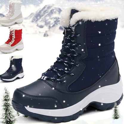 Snow Boots Woman Solid Shoes Woman Lace-Up Ladies Shoes Soft Ankle Boots Warm Lightweight Winter Ladies Boots Botas Mujer
