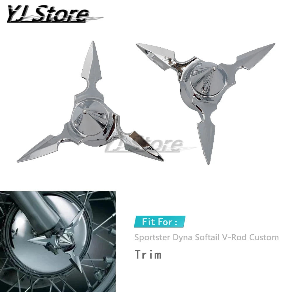 Fit For Harley Sportster Dyna Softail V-Rod Custom Motorcycle Skull Spun Blade Axle Caps Cover Front Axle Nut Covers