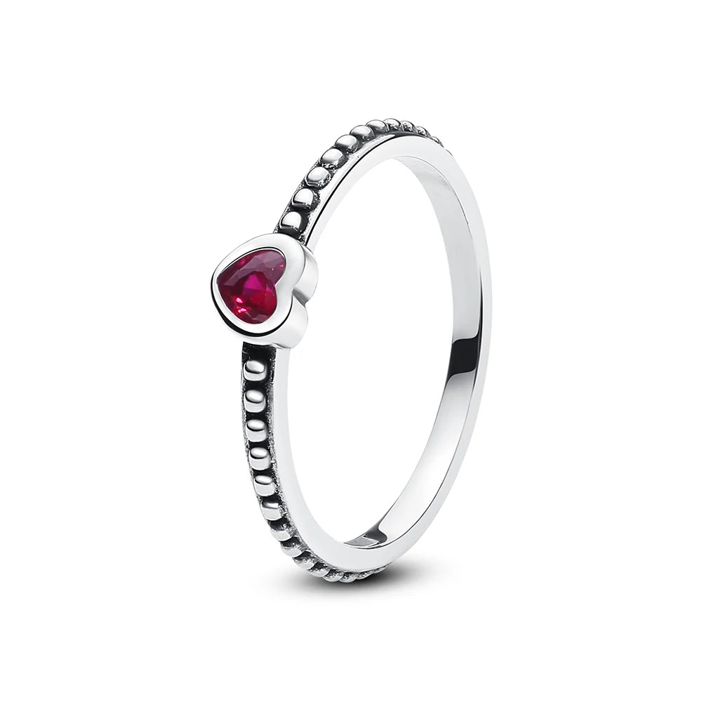 Original 925 Sterling Silver Ring Love Heart Pave CZ Crystal Stackable Rings For Women Wedding Engagement Birthday Gift Jewelry